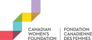 Canadian Women's Foundation logo with purple, orange, yellow, green, aqua, maroon and pink folded lines